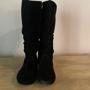 Knee high faux suede boots
